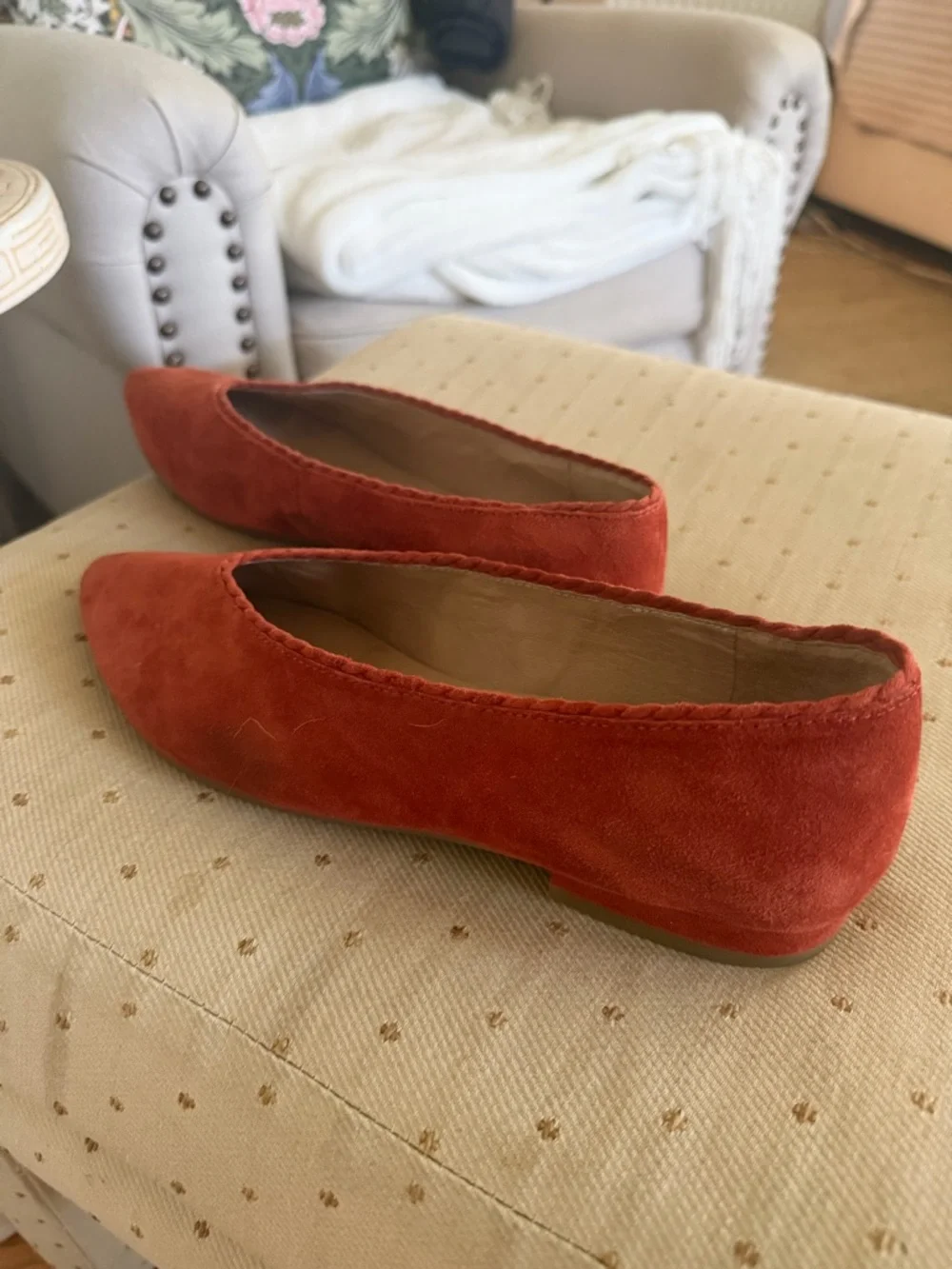Eileen Fisher rust colored Suede Pointed Ballet Flats - Picture 2 of 3